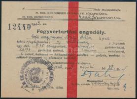 1943 Bp., Fegyvertartási engedély Nagy Béla (1882-1962) tábornok részére