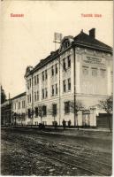 Szatmárnémeti, Szatmár, Satu Mare; Tanítók háza, Szatmármegye Néptanítóinak fiúnevelő intézete, vasúti sín / boy school, railway track (EK)