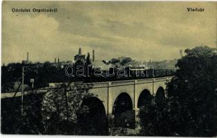 Oravica, Oravita; Viadukt, vasúti híd gőzmozdonnyal. W.L. 1210. / railway bridge with locomotive, train, vidauct