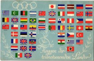 1936 Olympiajahr, Die Flaggen der teilnehmenden Länder. Reichssportverlag / Summer olympics, the flags of the participating countries. So. Stpl (fa)