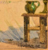 Révész Kornél (1885-1944): Utolsó kívánság. Akvarell, papír, jelzett, üvegezett keretben, 11×11 cm
