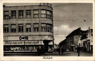 1939 Érsekújvár, Nové Zámky; Cikta üzlet Még egy pár meleg cipőt felirattal, rendőr / shoe store, shops, policeman