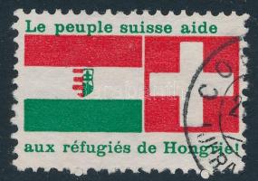 Az 1956-os magyar menekültek javára kiadott svájci segélybélyeg, futott