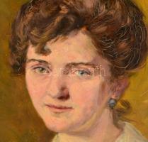 Jelzés nélkül: Női portré. Olaj, karton, repedezett festék, 46×38 cm