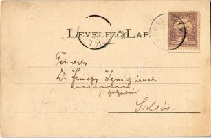 Bóly, Németbóly; Fő utca, templom, Római katolikus népiskola. Schönwald Imre kiadása (EK)