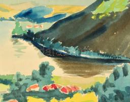 Lindner jelzéssel: Dunakanyar. Akvarell, papír, 23×31 cm