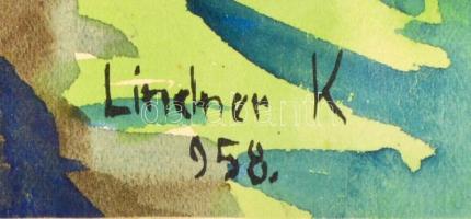 Lindner jelzéssel: Dunakanyar. Akvarell, papír, 23×31 cm