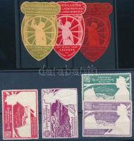 Németország 1906-1907 7 db dombornyomott levélzáró / 7 engraved labels