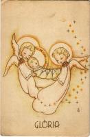 Glória, angyalok a kis Jézussal / angels with baby Jesus (14,8 cm x 9,6 cm) (EK)