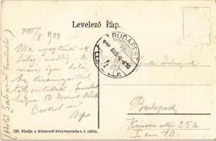 1908 Körmend, Batthyány tér és kastély, szobor, gyerekek (Rb)