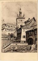 Segesvár, Schässburg, Sighisoara; Óratorony. Postkartenfolge Siebenbürgen Nr. 511. / Turnul cu Ceas / Clock Tower