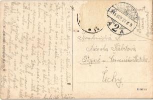 1914 Debrecen, Piac utca, villamos, Miklós és Kertész banküzlete, Singer üzlet, Korona kenyérgyár (R...