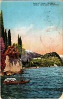 1930 Bellagio, Lago di Como, Veduta della Villa Serbelloni / view from Villa Serbelloni, lake, boat (worn corners)