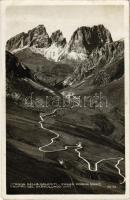 1935 Gruppo del Sassolungo, Langkofelgruppe (Südtirol), Strada delle Dolomiti, Passo Pordoi / road, mountain pass