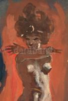 Ungváry Sándor (1883-1951): Démoni nő (akt). Vegyes technika, papír-karton, jelzett, 28×27 cm