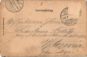 1905 Nagyszeben, Hermannstadt, Sibiu; Evangélikus templom. Címeres litho keret, Carl F. Jickeli kiad...