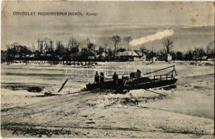 Pozsonyeperjes, Eperjes, Jahodná; komp télen / ferry in winter (ragasztónyom / gluemark)