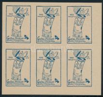 1925 Grafikai Munkások Kabaré és Táncestélye 6 db-os kék levélzáró tömb