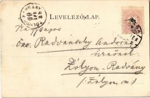 1899 Kassa, Kosice; Állami felső ipariskola, lóvasút / school, horse-drawn carriage  (EK)