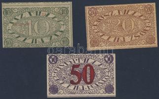 1919. Pécs 10f, 20f, 50f "pénztárjegy" 3klf db T:I