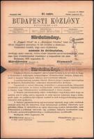 1919 Budapesti Közlöny 1919. aug. 22., román cenzurával, a címlapon a román csapatok hirdetményeivel, Bp., Athenaeum, szakadt, sérült, 4 p.