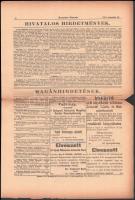 1919 Budapesti Közlöny 1919. aug. 22., román cenzurával, a címlapon a román csapatok hirdetményeivel...