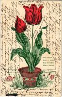 Tulipános magyar hazafias propaganda lap / Hungarian patriotic propaganda card with tulip (EK)