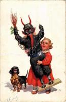 1912 Krampus with child and dog. B.K.W.I. 2902-1. s: K. Feiertag (EK)