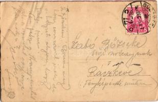 Üdvözlet a Krampusstól / Krampus playing on the drum. Emb. (gyűrődések / creases)