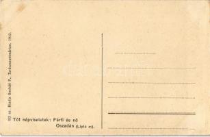 Tót népviseletek: Férfi és nő Oszadán (Liptó m.). Sochán P. 1910. 182. / Slovakian folklore from Lip...