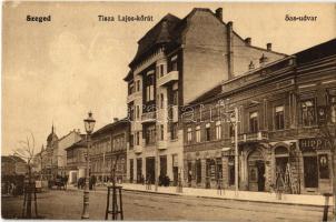 1914 Szeged, Tisza Lajos körút, Sas udvar, Hipp, Blau Lajos üzlete, létra, Eternit Pala bolt (EK)
