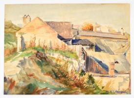 Z. Soós István (1900-2002): Házak a domboldalon 1923. Akvarell, papír, jelzett, üvegezett keretben, 25×35 cm