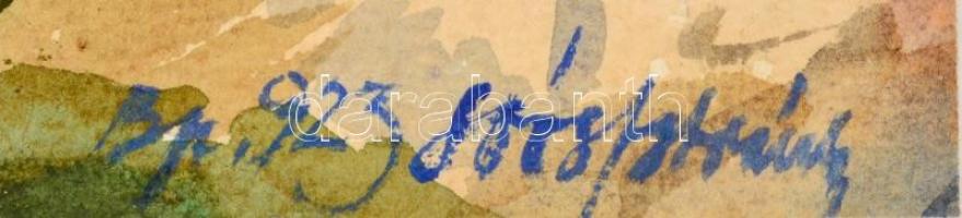 Z. Soós István (1900-2002): Házak a domboldalon 1923. Akvarell, papír, jelzett, üvegezett keretben, ...