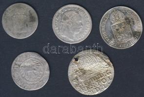 Ausztria 1800-as évek 3klf Ag Kr + Lengyelország 1600-as évek 2klf Ag ezüstgaras összesen 5klf db T:3/4,4 ly,ü