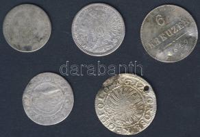 Ausztria 1800-as évek 3klf Ag Kr + Lengyelország 1600-as évek 2klf Ag ezüstgaras összesen 5klf db T:...