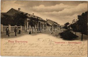 1899 Nagytapolcsány, Topolcany; Vasúti utca / Eisenbahngasse / street