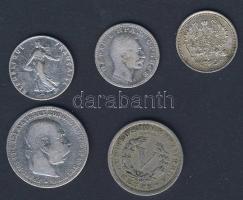 Kis Ag tétel 1899-1914 (francia, orosz, osztrák, szerb) + USA 1907. 5c T:2,3