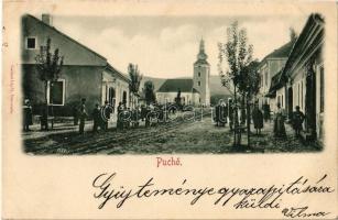 1898 (Vorläufer!) Puhó, Púchov; Fő utca, templom. Gansel Lipót kiadása / main street, church