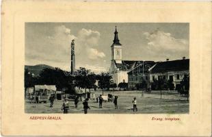 Szepesváralja, Spisské Podhradie; Evangélikus templom, piac, tér. W.L. Bp. 2773. / Lutheran church, square, market