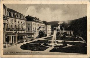 1933 Rogaska Slatina, Zdraviliski dom s parkom / spa, park, fountain (small tear)