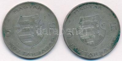 1947. 5Ft Ag "Kossuth" (2x) T:3 patina Adamo F8.1