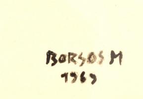 Borsos jelzéssel: Magányos alak. Tus, papír, üvegezett keretben, 39×29 cm