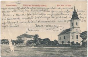 1908 Balmazújváros, Semsey kastély, Római katolikus templom. Kiadja Schirf István (felületi sérülés / surface damage)