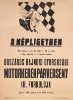 1961 Népliget motorverseny plakát 44x60 cm