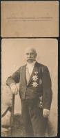 cca 1900 Bissingen Nippenburg Nándor huszárkapitány portréja, kitüntetésekkel, fotó, hátulján feliratozva, 17,5×10 cm + a gróf feliratos névjegykártyája