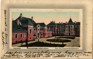 1913 Hajmáskér, Parancsnoksági épület udvara. Kiadja Szélesy Mihály (fl)