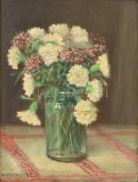 Markovits István (1892-?): Virágcsendélet. Olaj, karton, jelzett, keretben, 33×24 cm