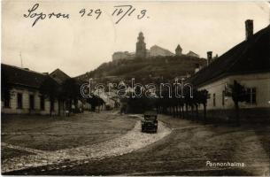 1929 Pannonhalma, Győrszentmárton; utca, automobil, Bencés apátság. Kiadja Ács László (EK)