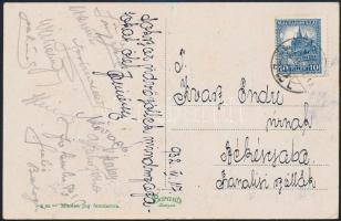 1932 Az UTE tagjainak (Kővágó, Szalay, Balogh, stb.) aláírásai Lillafüredről küldött levelezőlapon