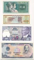 Vegyes 6db-os külföldi papírpénz tétel, benne kínai, török és vietnámi bankjegyek T:I-III